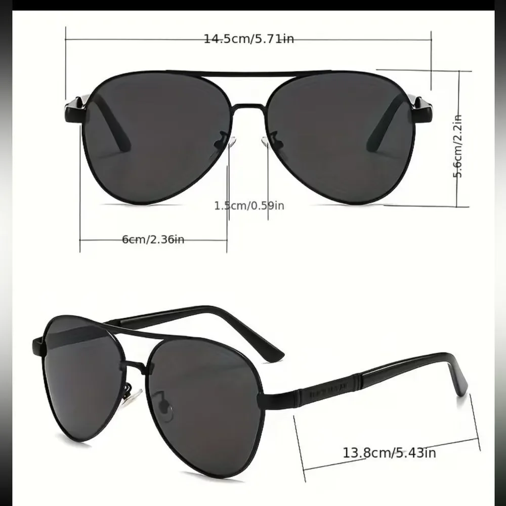 Men's Black Aviator Sunglasses - Classic Polarized Style